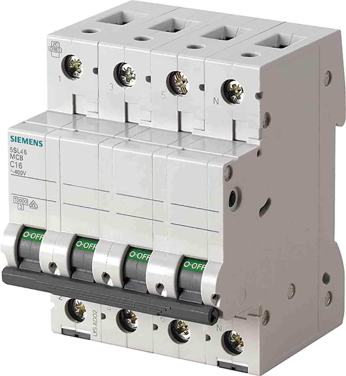 Siemens 5sl4 - Interruptor automático 10ka curva-d 3 polos+neutro 50a 70mm