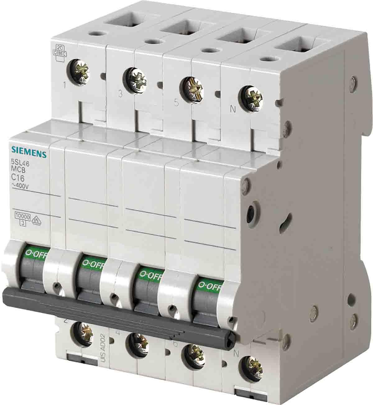 Siemens 5sl4 - Interruptor automático 10ka Curva-c 3 Polos+Neutro 10a 70mm