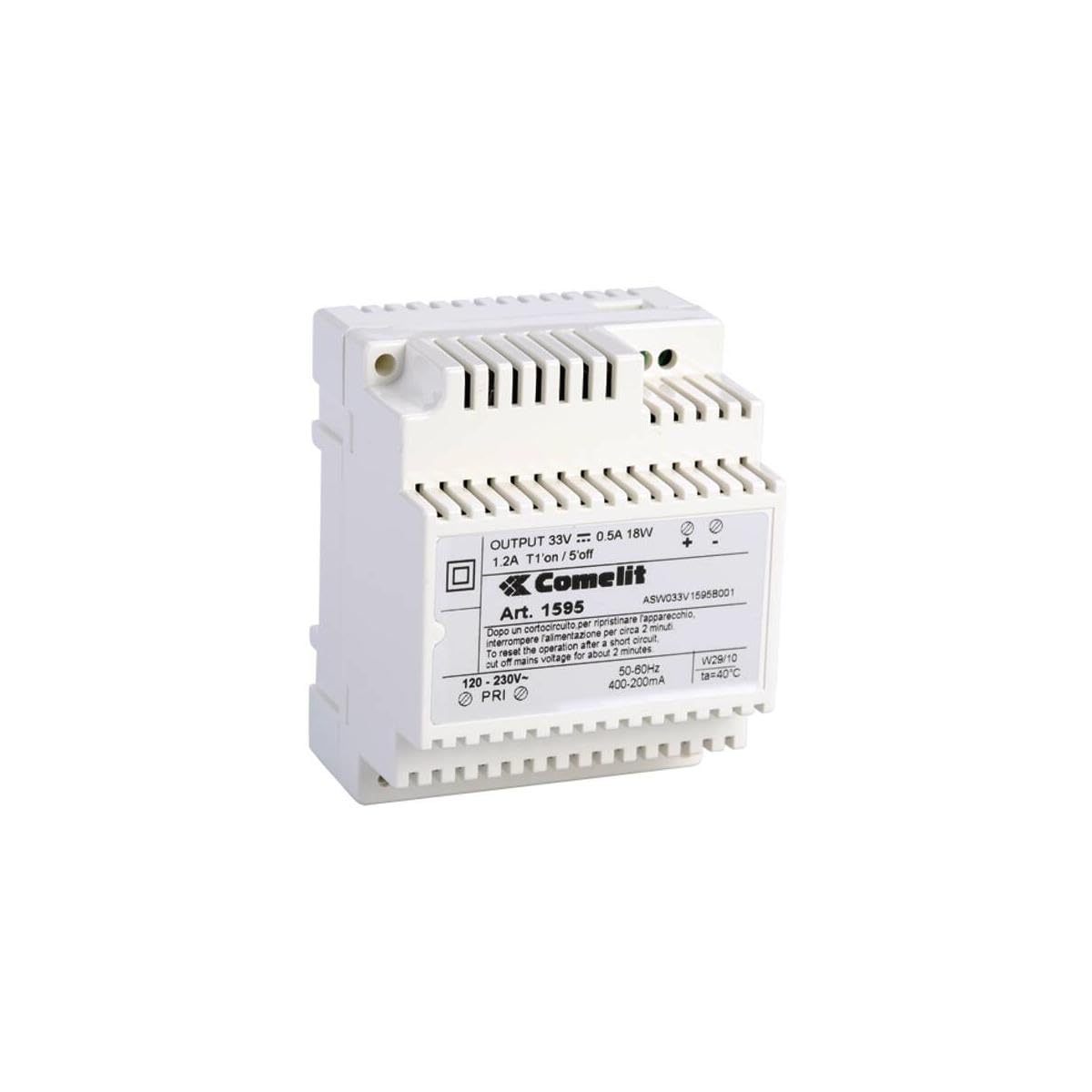 Comelit 1595- Fuente de alimentación 110-230 V, entrada de 33 V CC, salida 0,5 A