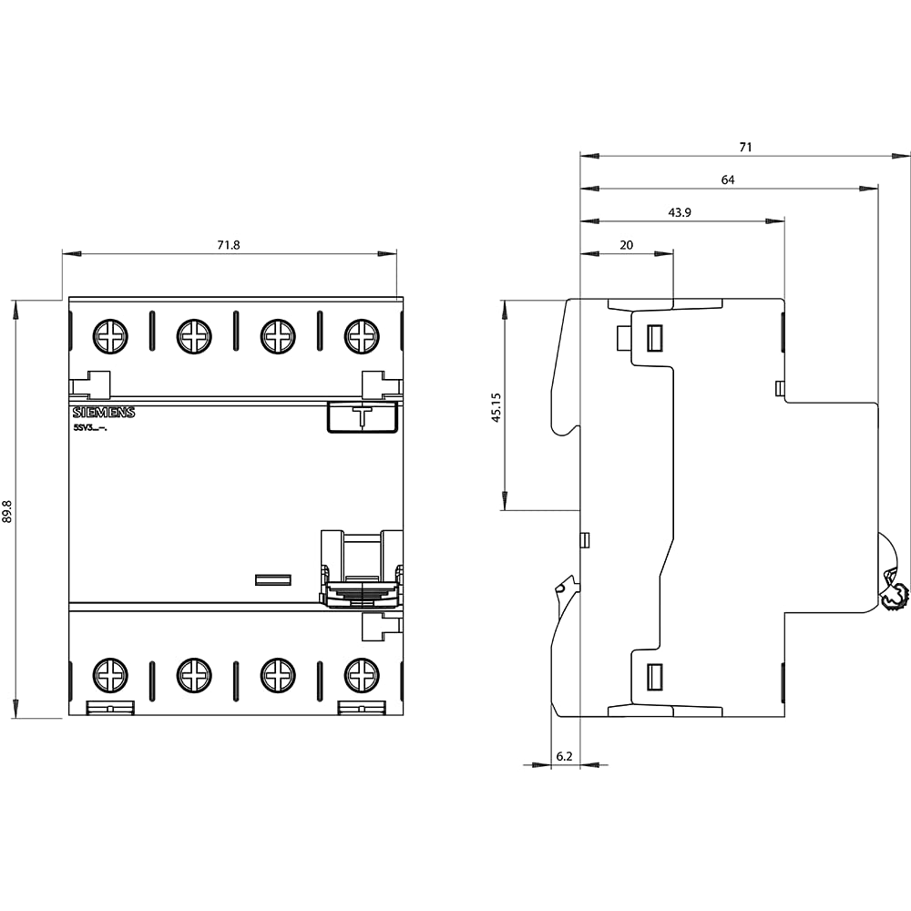 Siemens Interrupteur différentiel 5SV3644-6 4P 40A 300mA Type A