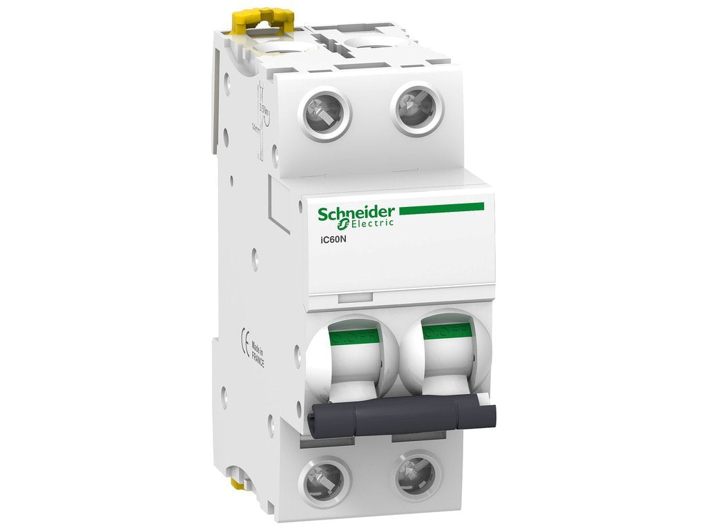 Schneider Electric A9F79263 Interruptor Automático Magnetotérmico iC60N, 2P, 63A, Curva C, Blanco