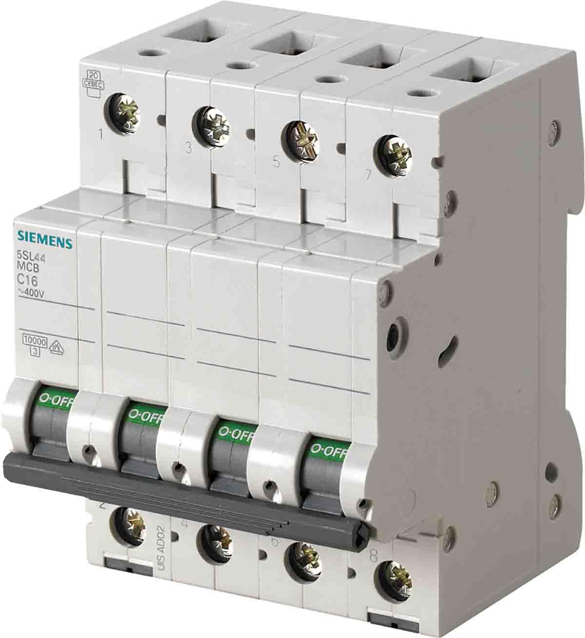Siemens 5sl4 - Interruptor automático 10ka curva-c 4 polos 40a 70mm
