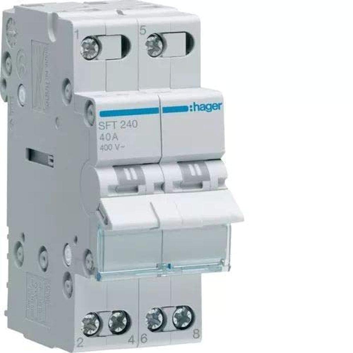 Hager SFT240 Conmut. mod., 2P,40A,común arriba,I-0-II