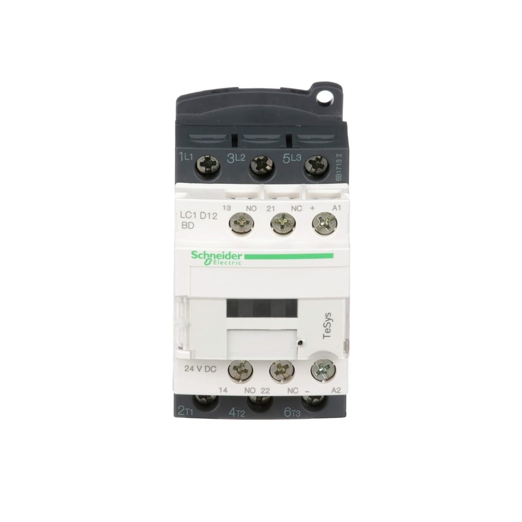 Schneider Electric LC1D12BD Contactor 12A 1 NO/1 NC 24V DC-AR with surge suppressor