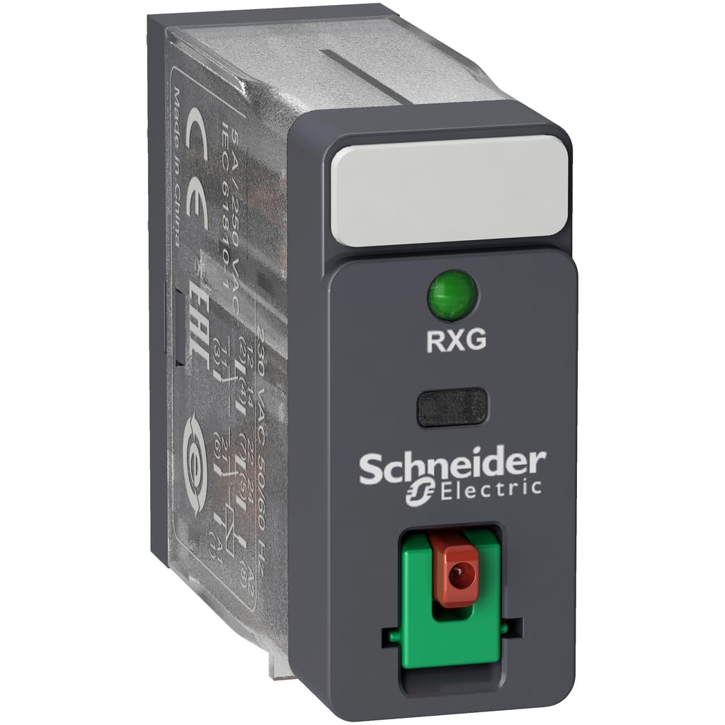 Schneider Electric RXG22P7 Relé 2Co 5A, Botón Test y Led 230Vac, Juego de 10