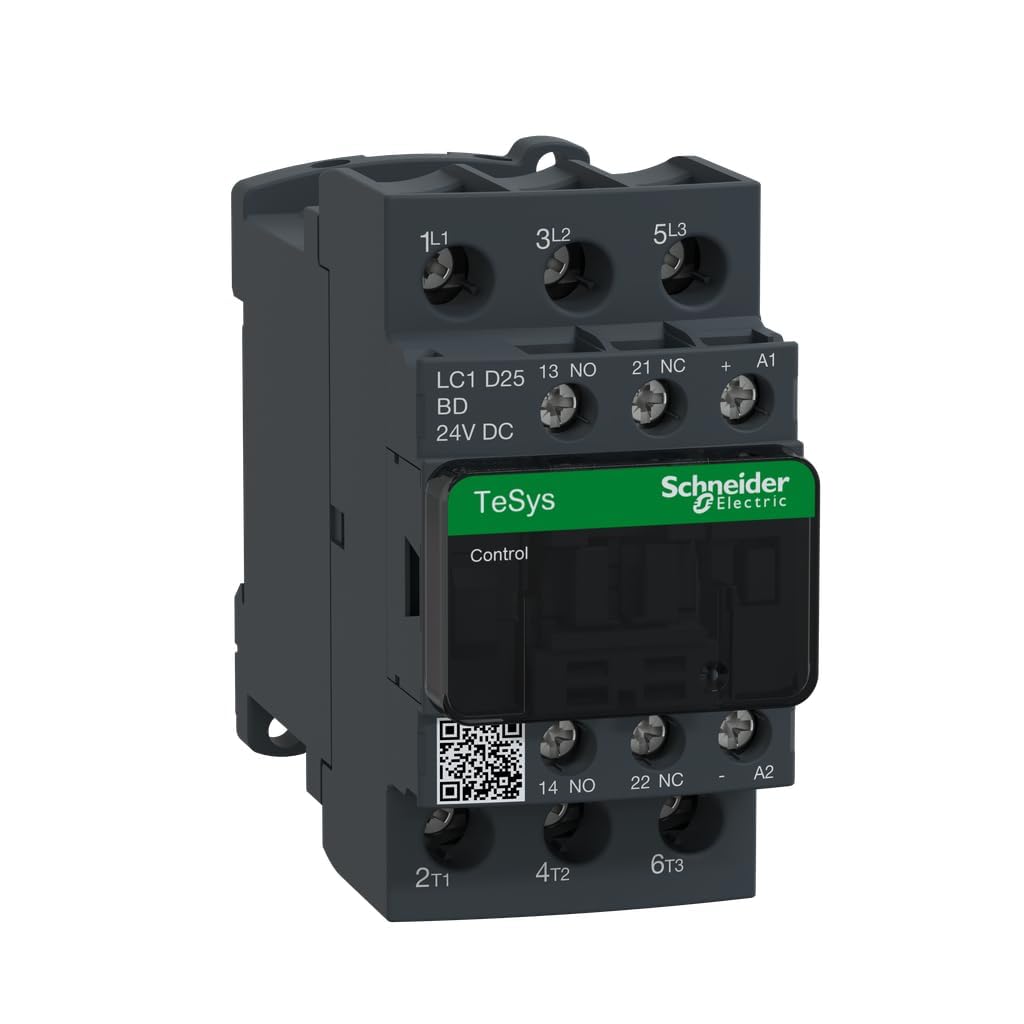 Schneider Electric LC1D25BD TeSys D Contactor, 3P, AC-3, 25 A, 24 V DC Coil, Antip