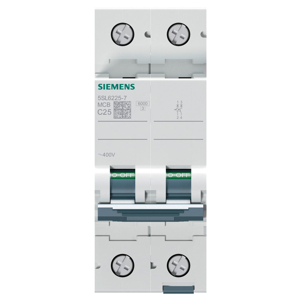 Siemens Disjoncteur magnéto-thermique 5SL6225-7 2P 25A Courbe C 6kA