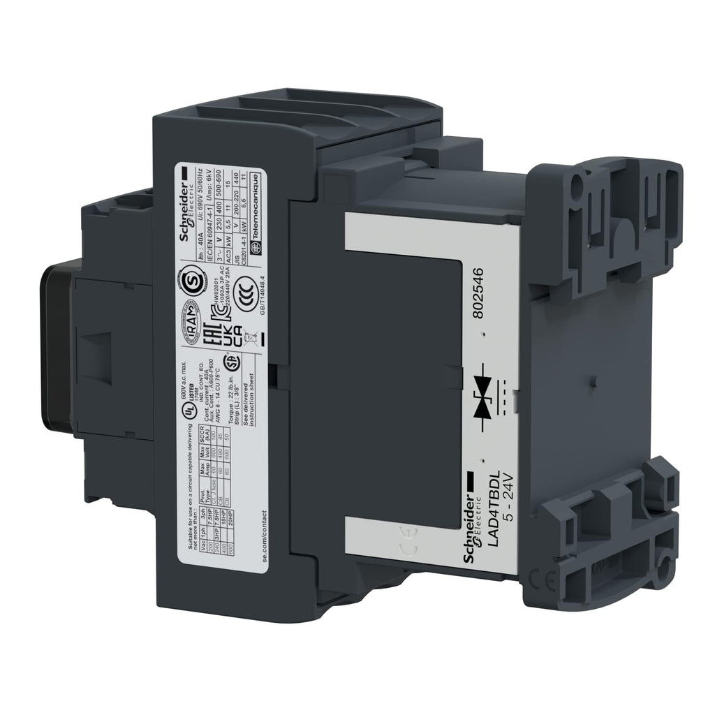 Schneider Electric LC1D25BD TeSys D Contactor, 3P, AC-3, 25 A, 24 V DC Coil, Antip