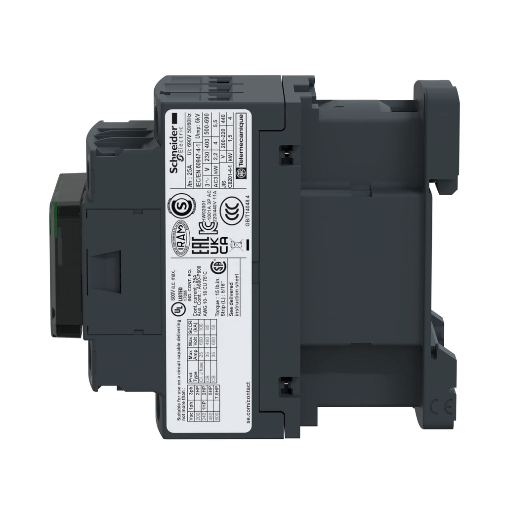 Schneider Electric LC1D09P7 Tesys D, Contactor, 3P Ac-3, 440 V 9 A, Bobina 230 V Ca