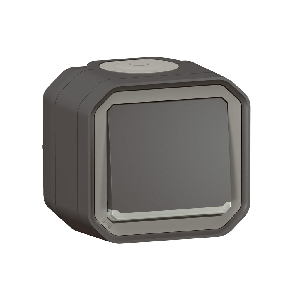 Legrand 069721L Conmutador testigo Plexo monobloc de superficie - 10AX - Antracita