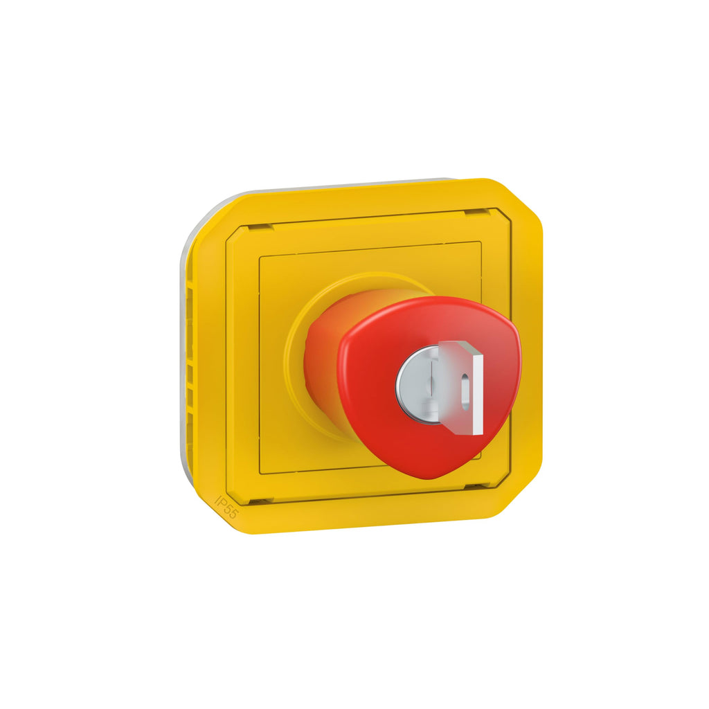 LEGRAND, Plexo 069548L - Interruptor de emergencia con llave de reinicio, cierre y abridor, incluye 2 llaves, ll