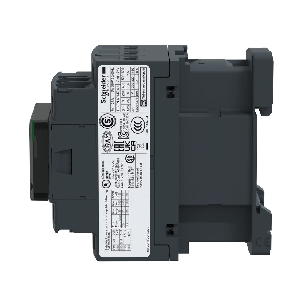 Schneider Electric LC1D12P7 TeSys D, Contactor, 3P AC-3, <=440 V 12 A, bobina 230 V CA