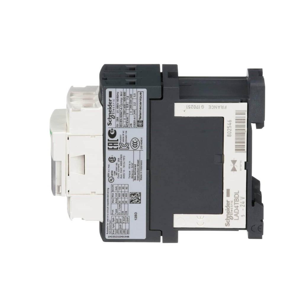 Schneider Electric LC1D12BD Contactor 12A 1 NO/1 NC 24V DC-AR with surge suppressor