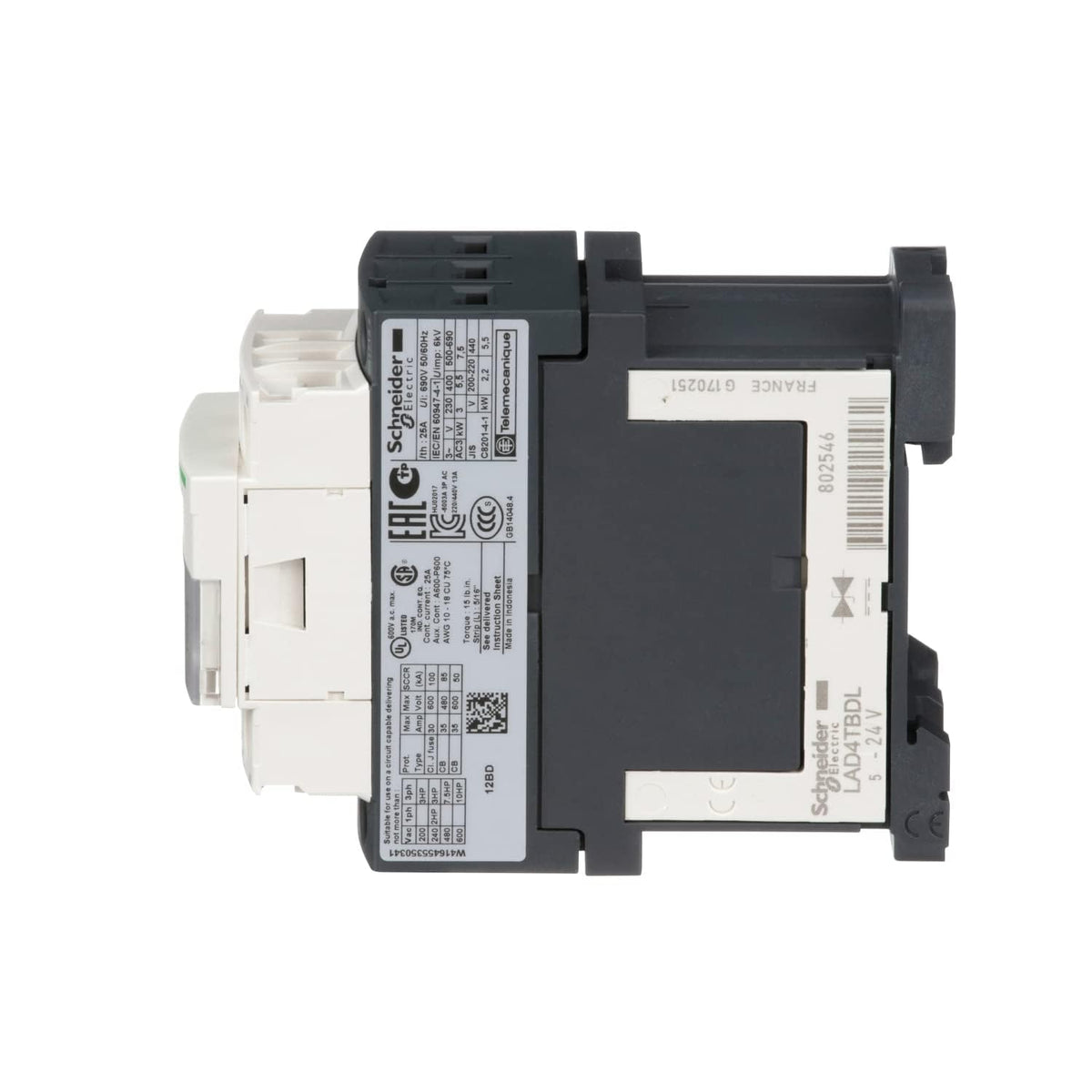 Schneider Electric LC1D12BD Contactor 12A 1 NA/1 NC 24V CC-AR antiparásito