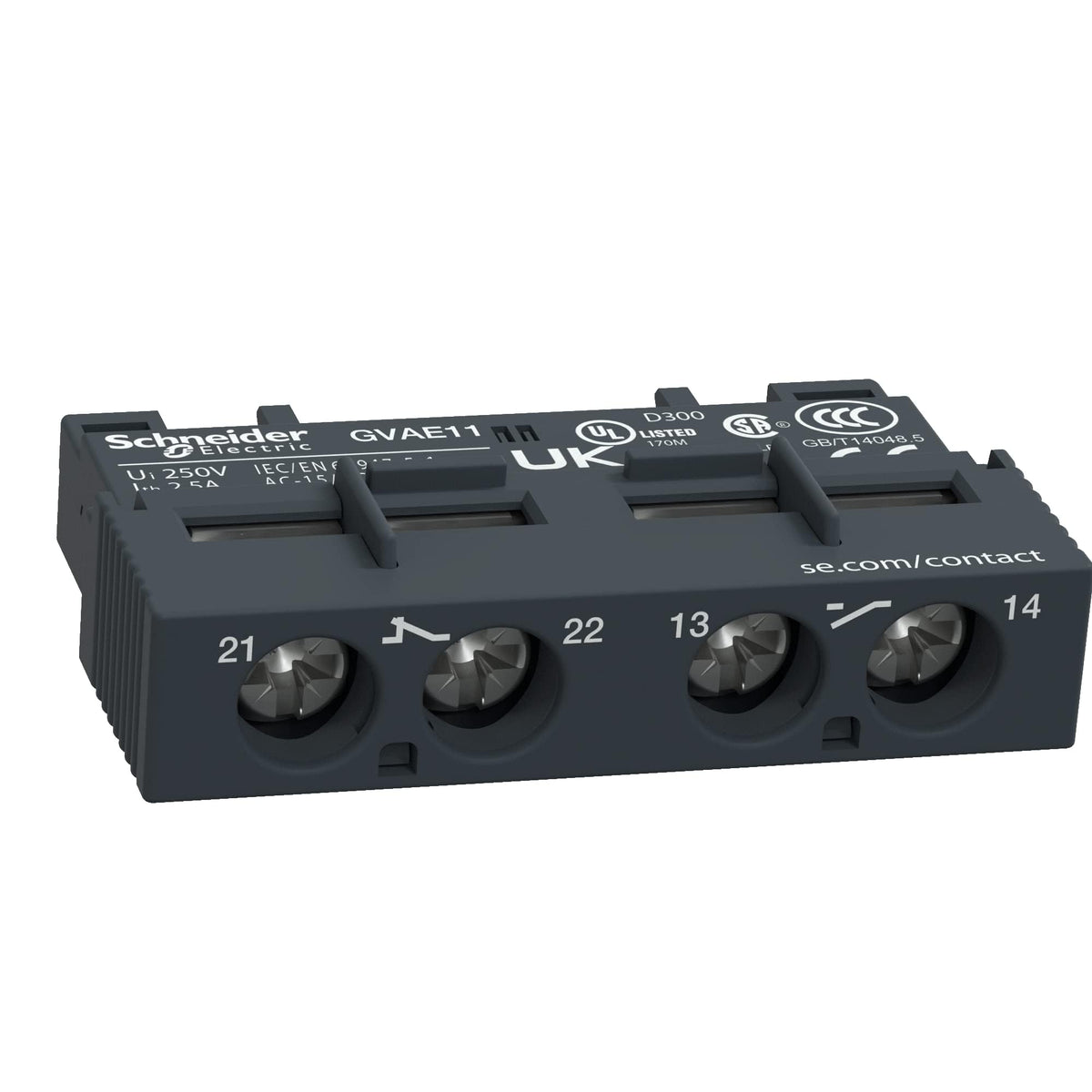 Schneider Electric GVAE11 TeSys GV2 et GV3, bloc de contacts auxiliaires frontal, 1 NA + 1 NF