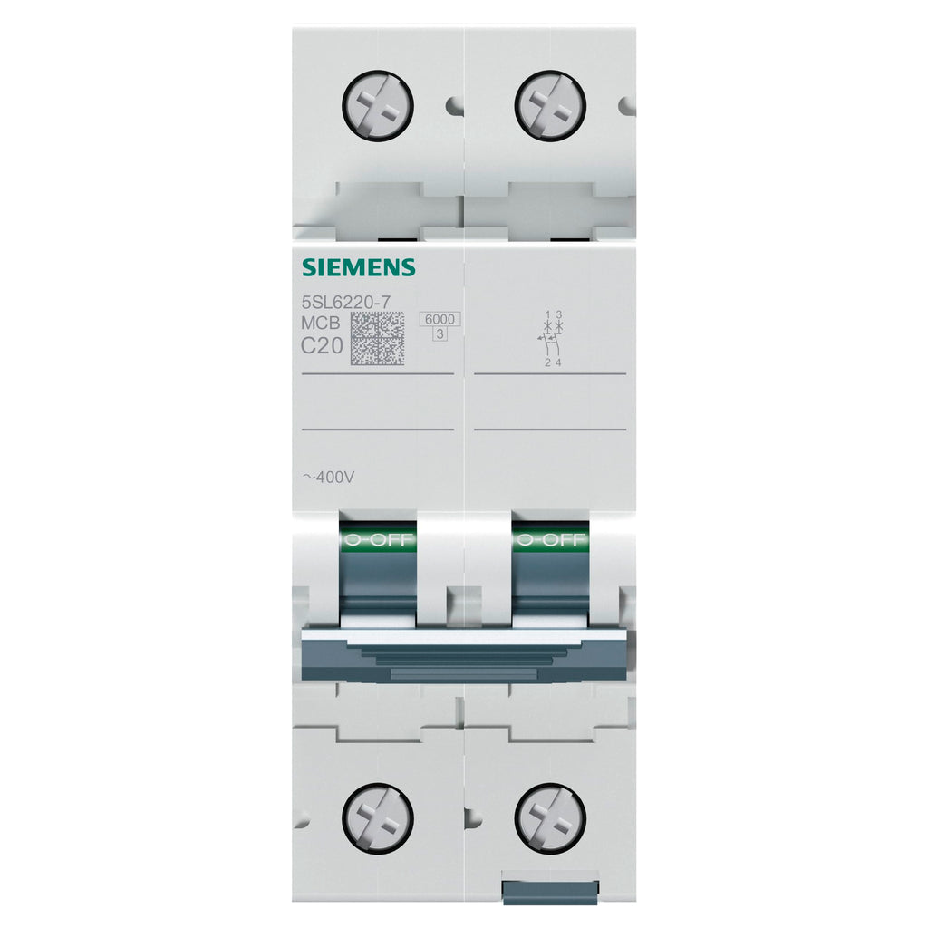 Siemens 5SL6220-7 Interruptor Magnetotérmico  2P 20A Curva C 6kA