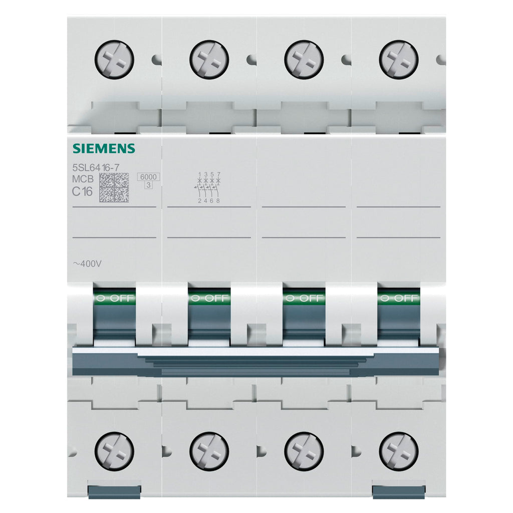 Siemens 5SL6416-7 Interruptor Magnetotérmico  4P 16A Curva C 6kA