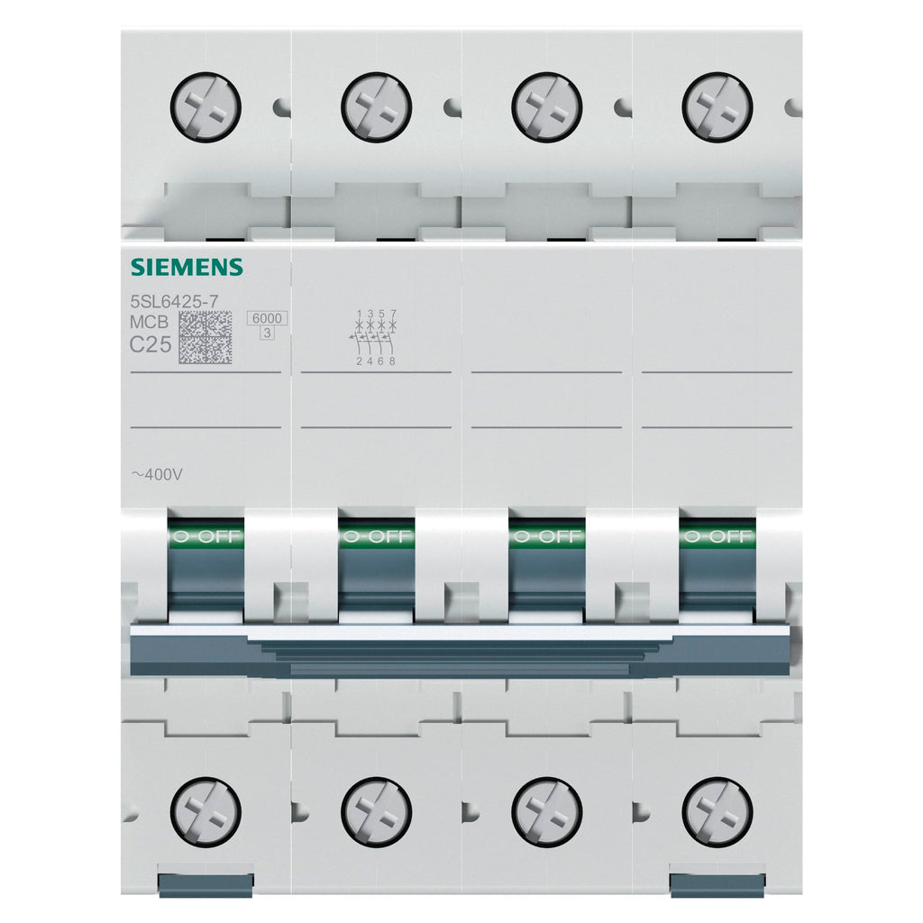 Siemens Interruptor Magnetotérmico 5SL6425-7 4P 25A Curva C 6kA