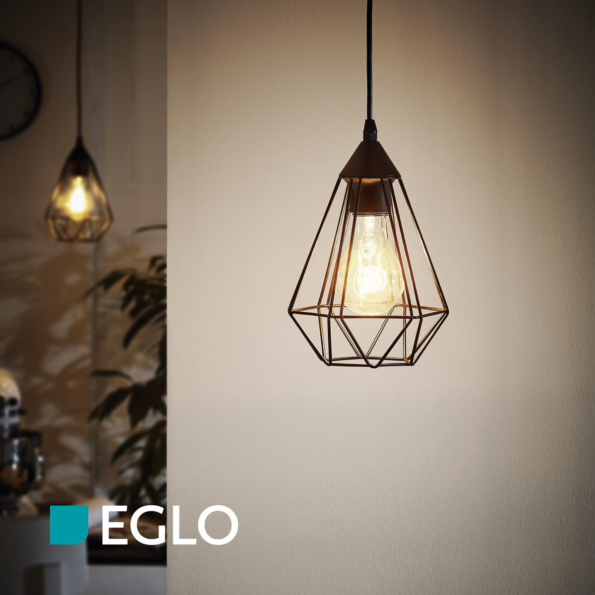 Eglo Tarbes Lámpara Colgante Vintage E27 Acero Negro