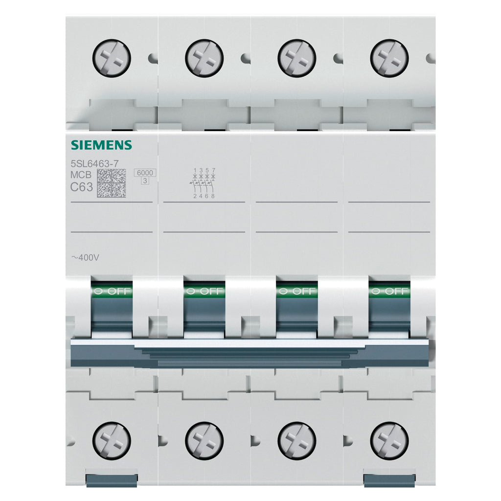 Siemens 5SL6463-7 Interruptor Magnetotérmico  4P 63A Curva C 6kA