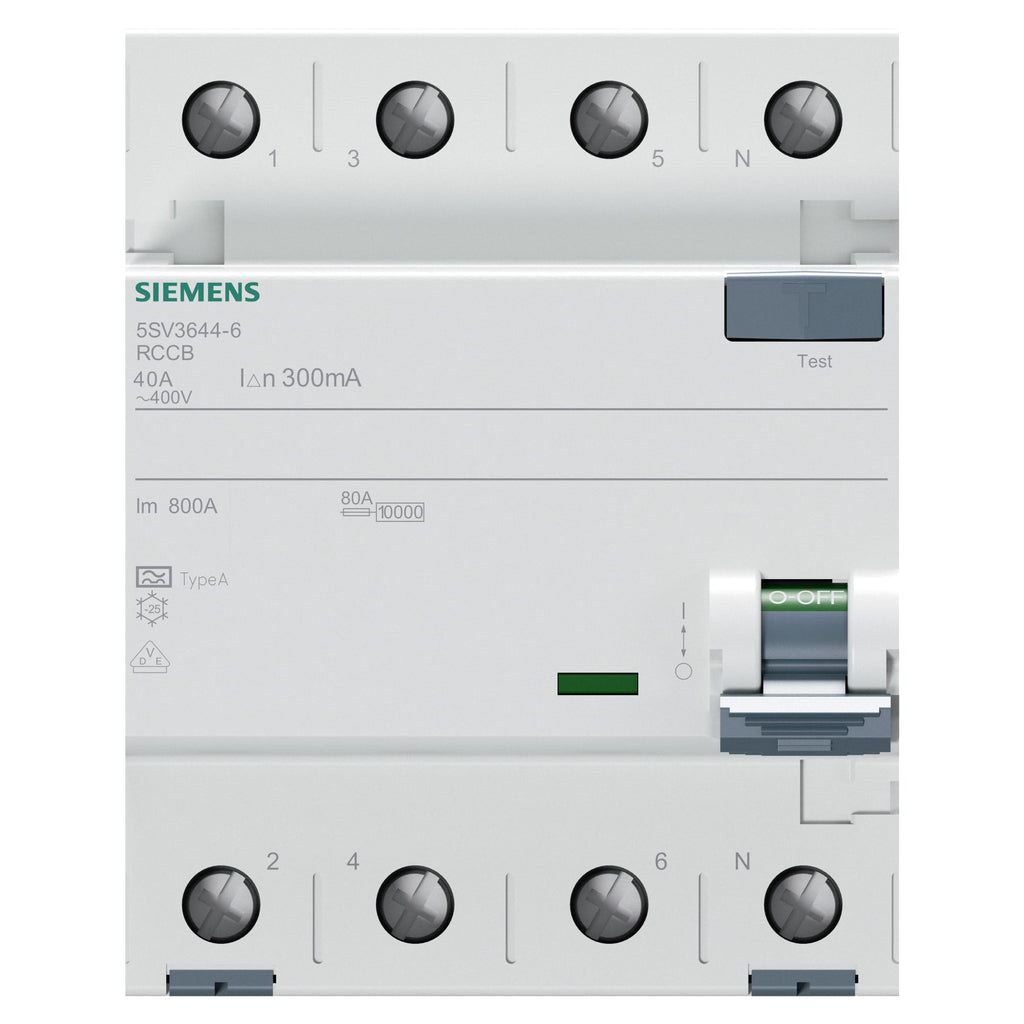 Siemens Interrupteur différentiel 5SV3644-6 4P 40A 300mA Type A