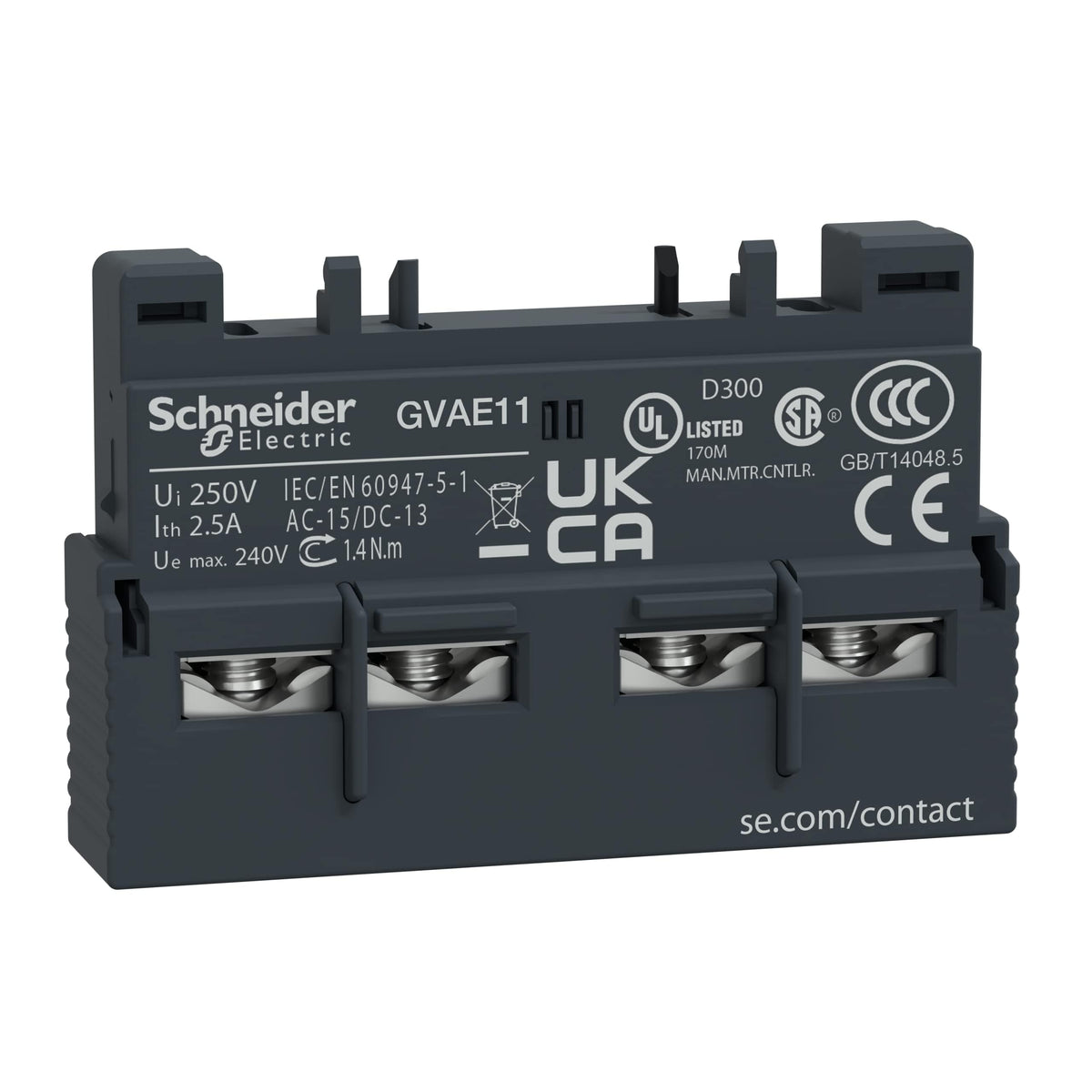 Schneider Electric GVAE11 TeSys GV2 et GV3, bloc de contacts auxiliaires frontal, 1 NA + 1 NF