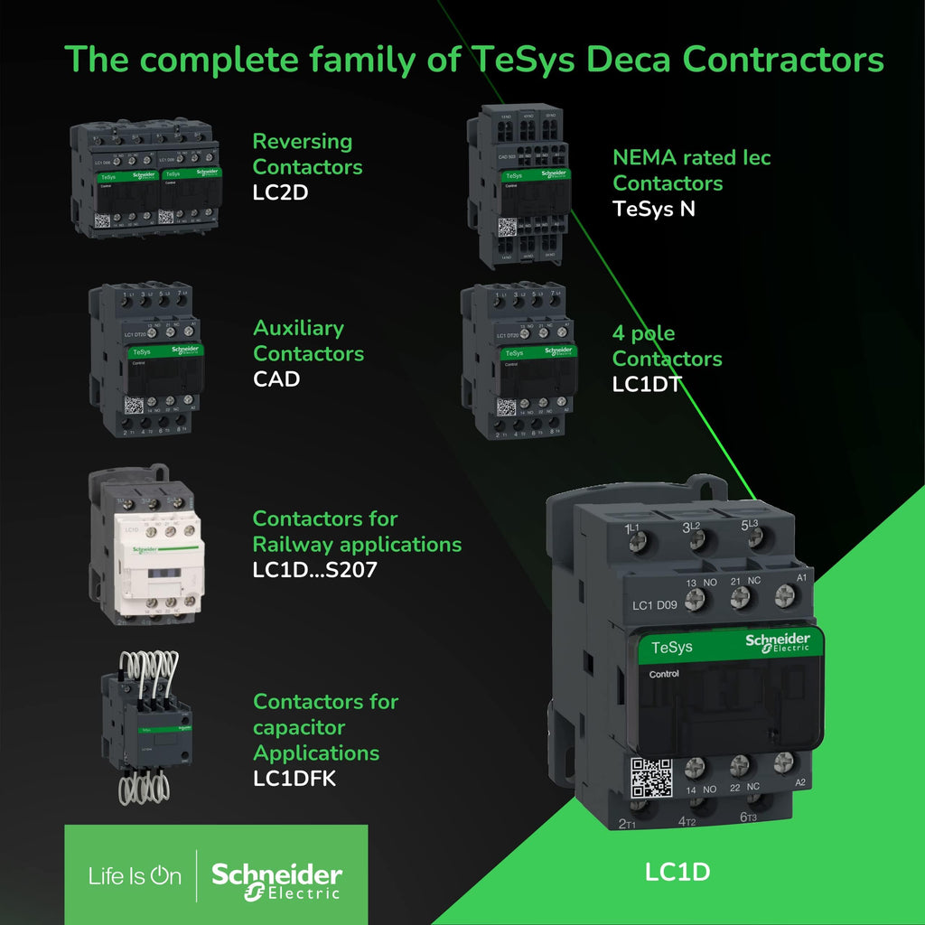 Schneider Electric LC1D12BD Contactor 12A 1 NO/1 NC 24V DC-AR with surge suppressor