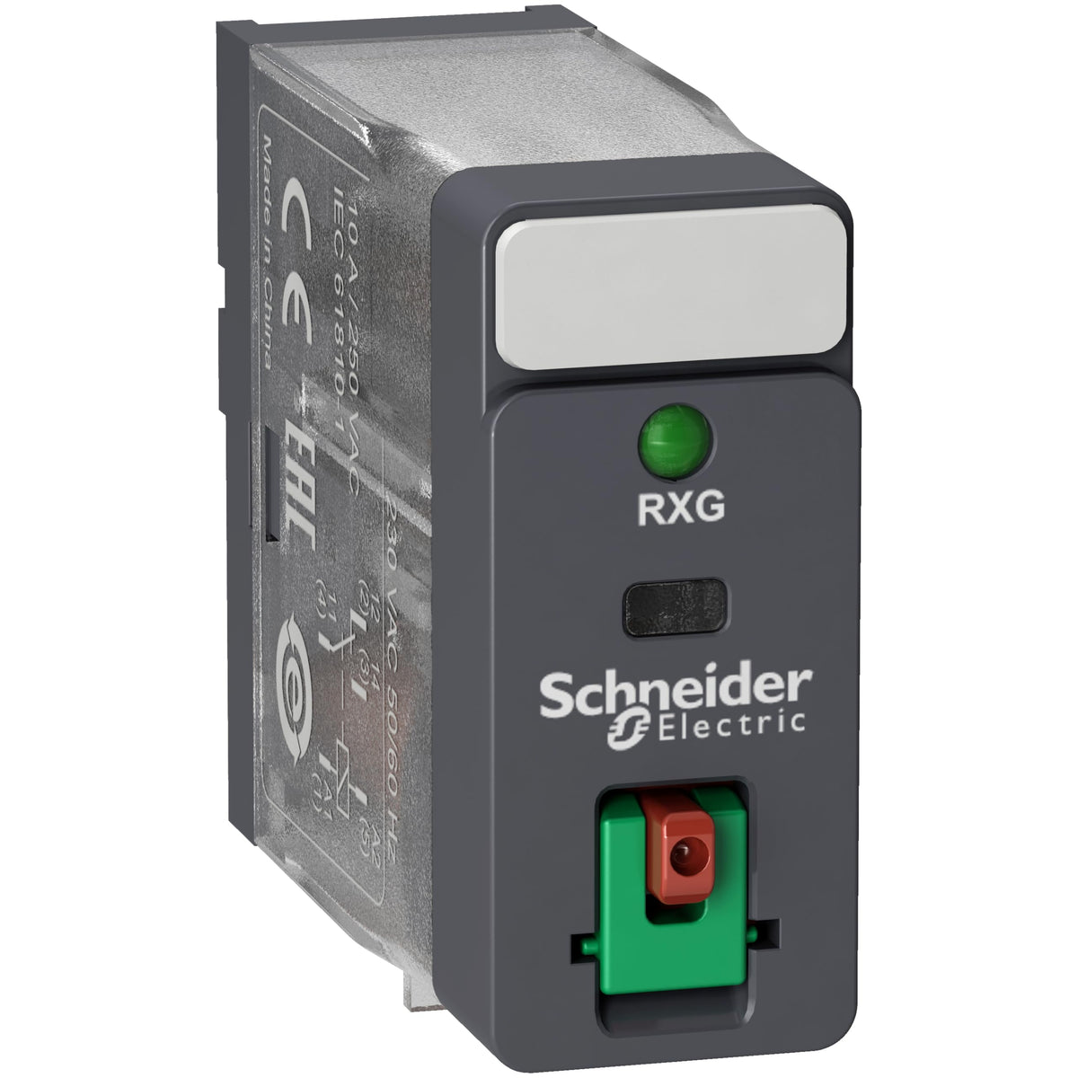 Schneider Electric RXG12P7 Relé 1Co 10A, Botón Test y Led 230Vac